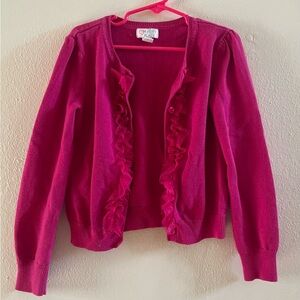 Children’s Place Girls Fuchsia Ruffle Cardigan Sweater size 7/8.